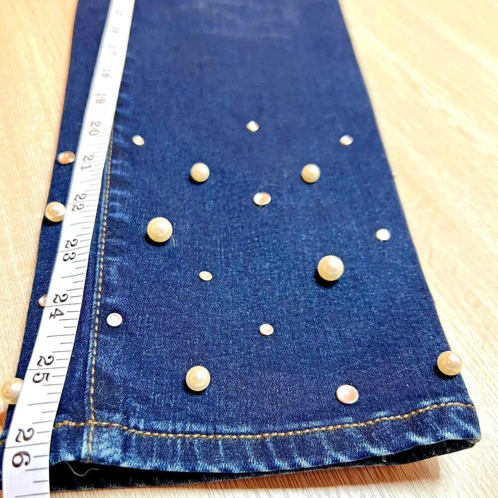 Chico's Ankle Jeans Womens S (0) Perfect Stretch Slim Leg Girlfriend Beaded Hems - Picture 12 of 14